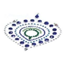   Sada intimních šperků s třpytivými diamanty - 3 kusy (zelenomodrá)