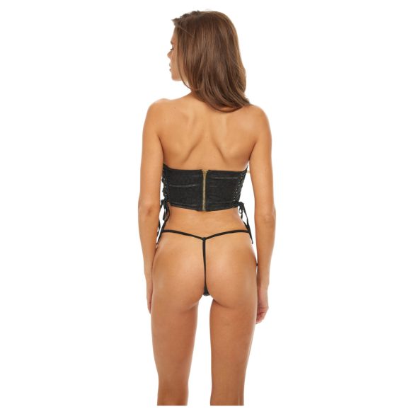 Bombshell - korsett ja stringid - leopardimustriga must - L