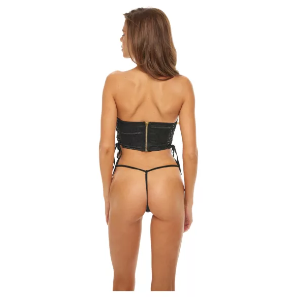 Bombshell - korsett ja stringid - leopardimustriga must