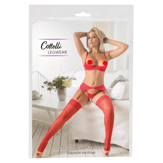 Cottelli - Lace tights (red) - 3/M-L