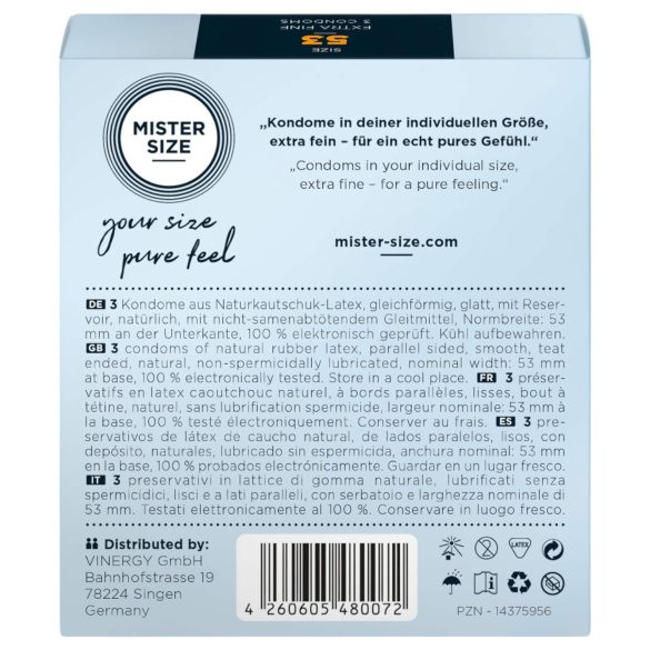 Mister Size - õhuke kondoom - 53mm - 3 tk