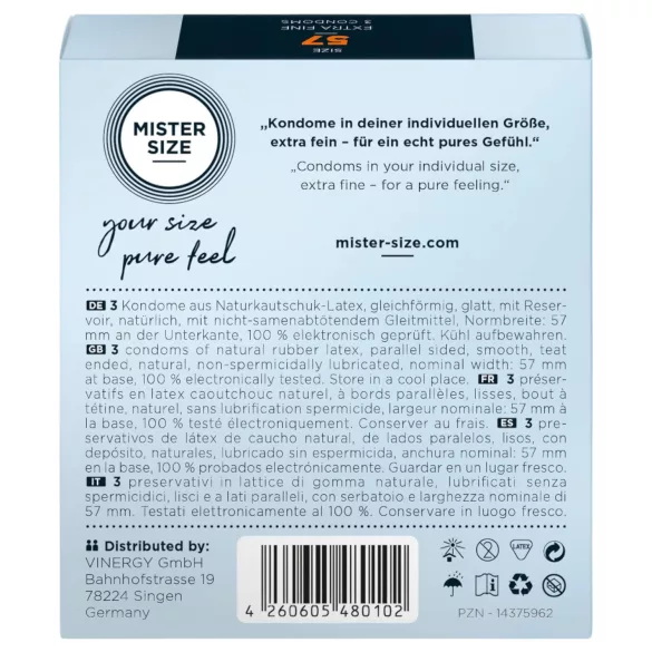 Mister Size - õhuke kondoom - 57mm - 3 tk