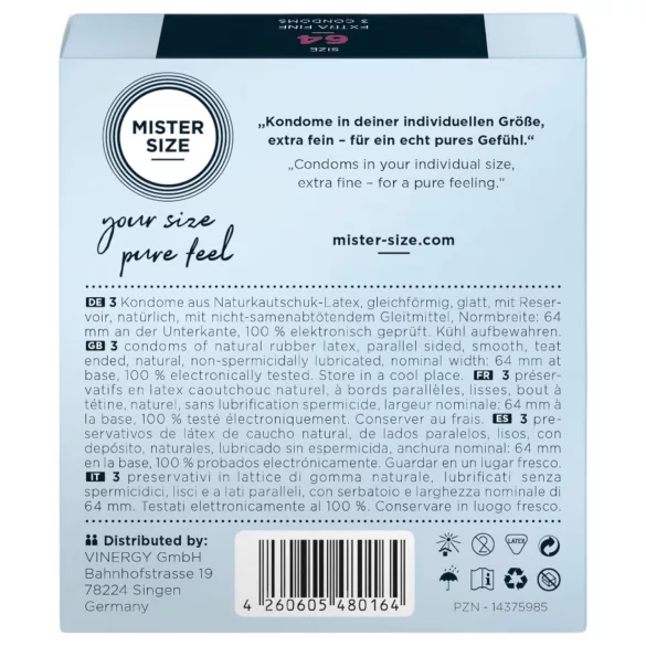 Mister Size - õhuke kondoom - 64 mm - 3 tk