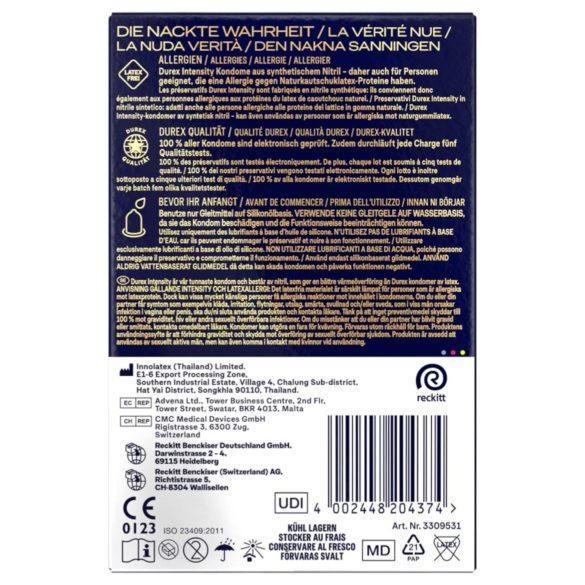 Durex Intensity - õhuke lateksivaba kondoom - 20 tk