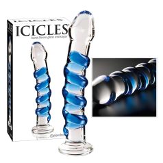   Icicles No. 5 - klaasist dildo - spiraalne - läbipaistev/sinine