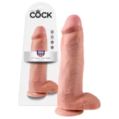   King Cock - realistlik suur dildo munanditega - 30 cm naturaalne