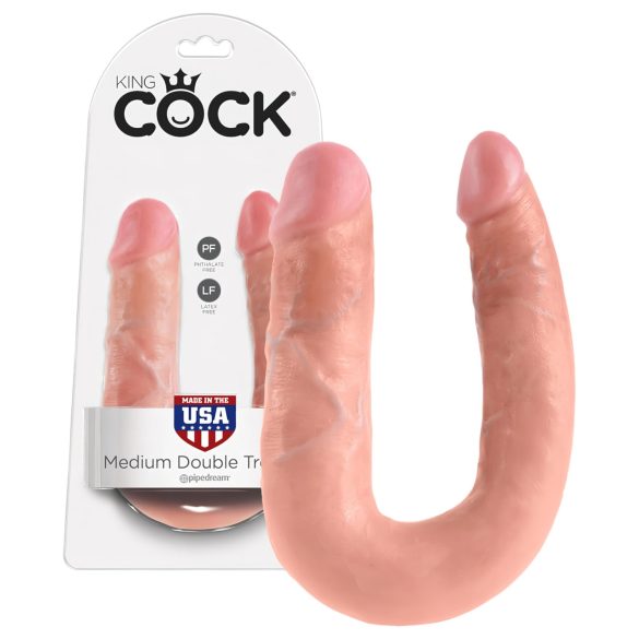 King Cock kahekordne dildo (keskmine) - naturaalne