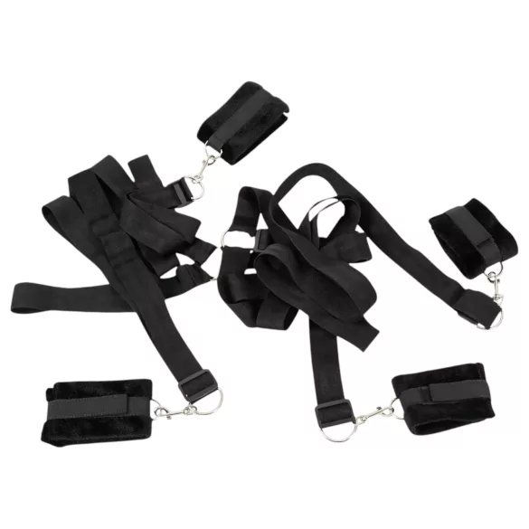 Bad Kitty - voodikinnitusega käerauad ja jalarauad komplekt - plüüs, 5-osaline