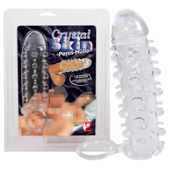 Crystal Skin - peenisekate peeniserõngaga - läbipaistev silikoon