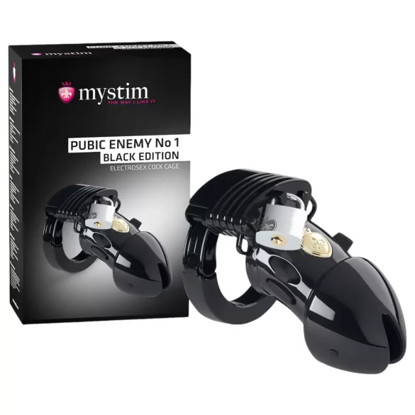 mystim Black Edition PUBIC ENEMY No 1 - elektro peeniseketas - must