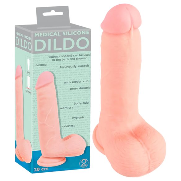 Meditsiiniline - sirge meditsiiniline silikoonist dildo (20cm) - naturaalne