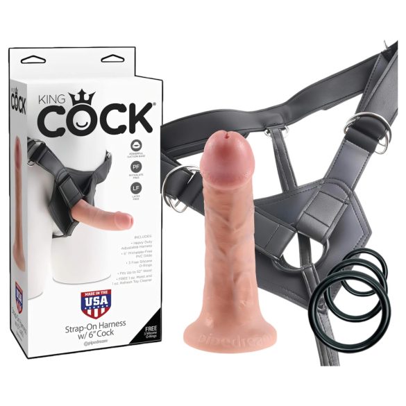 King Cock Strap-on 6 - kinnitusega dildo - naturaalne