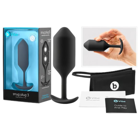 b-vibe Snug Plug 3 - kahekordne anaalplug (180g) - must