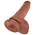 King Cock - suur dildoga munanditega - 25 cm - pruun