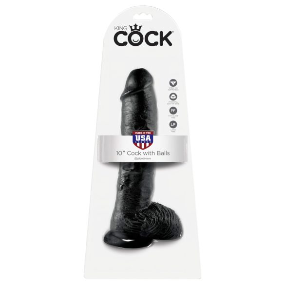 King Cock - realistlik dildoga munanditega - must 25 cm
