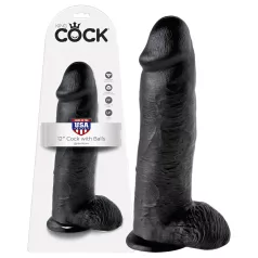 King Cock - realistlik suur dildo - kuulidega - must - 30 cm