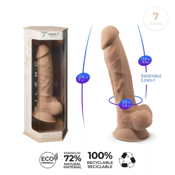 Silexd 7 - dildo iminapaga - 17,5 cm naturaalne