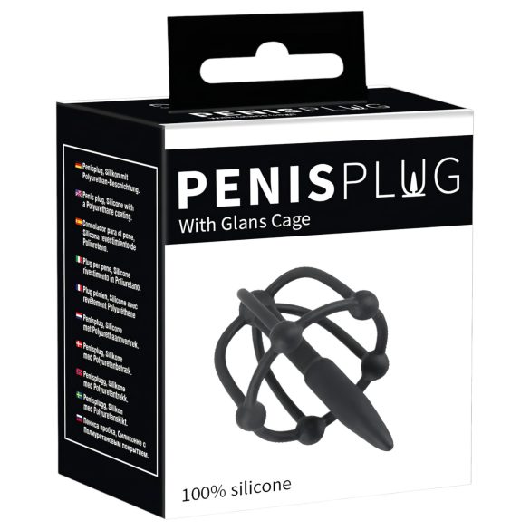 Peeniseplug - silikoonist glansi puuri koos kusetikorgiga (must)