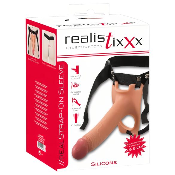 Realistixxx Strap-on - kinnitatav, õõnes dildo (naturaalne)