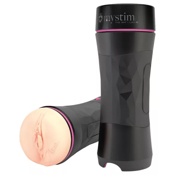 mystim OPUS Mica - realistlik masturbaator tupe avaga - naturaalne/must