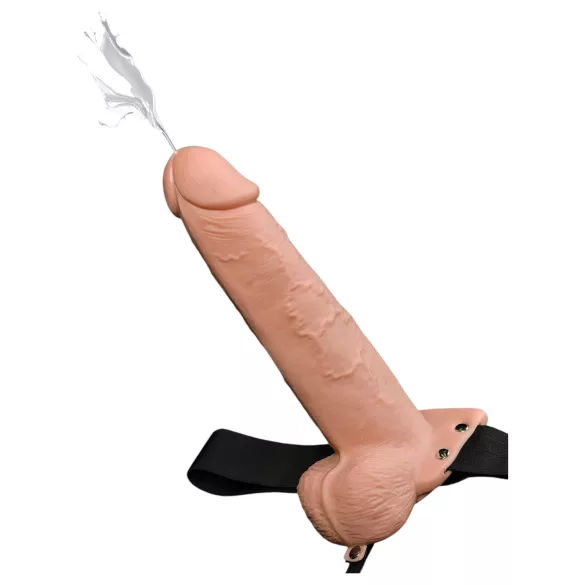 Pipedream Fetish Strap-On 9 - kinnitatav, õõnes, pritsiv dildo (naturaalne)