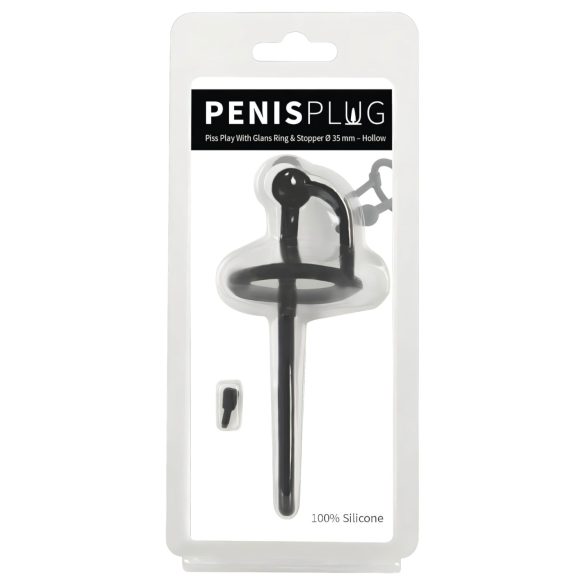 Peenise pistik - silikoonist ureetra laiendaja ja peeniserõngas (0,6mm) - must