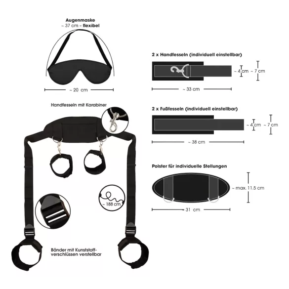 Bad Kitty - kaela-käe-jalaraudade komplekt - must