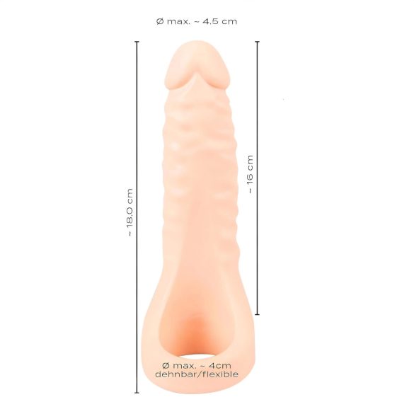 Realistixxx Double F - realistlik dildo ja peeniserõngas (naturaalne)