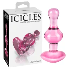 Icicles No. 75 - klaasist anaaltapp südamekujuline roosa
