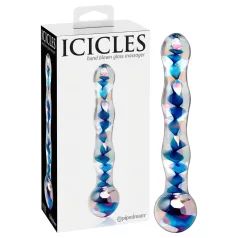   Icicles No. 08 - kahe otsaga klaasdildo - laineline - läbipaistev/sinine
