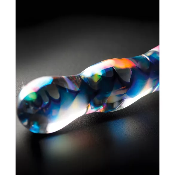 Icicles No. 08 - kahe otsaga klaasdildo - laineline - läbipaistev/sinine