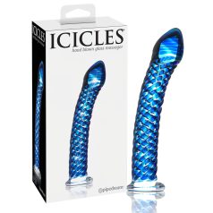 Icicles No. 29 - spiraalne klaasist dildopulk - sinine