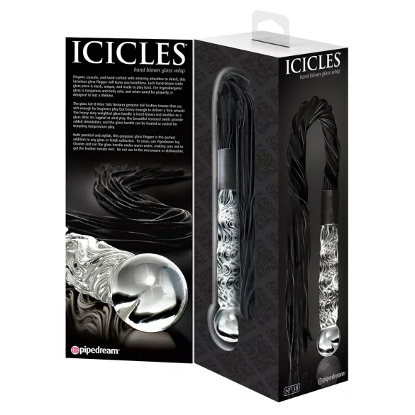 Icicles No. 38 - nahast piits ja klaasist dildo - läbipaistev-must