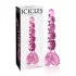 Icicles No. 43 - klaasist dildo südamekujuline helmestega - roosa