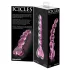 Icicles No. 43 - klaasist dildo südamekujuline helmestega - roosa