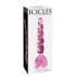 Icicles No. 43 - klaasist dildo südamekujuline helmestega - roosa