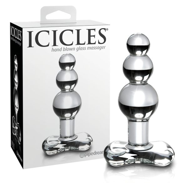 Icicles No. 47 - kolmikpärliga klaasist anaaltapp (läbipaistev)