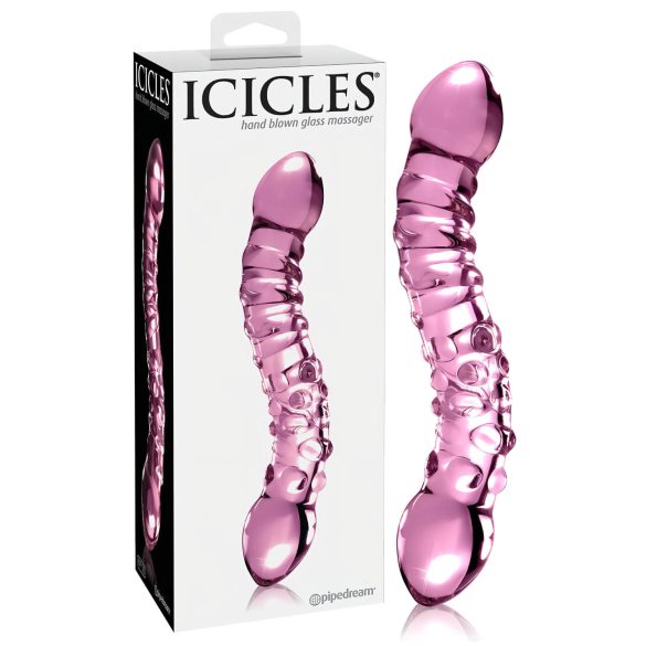Icicles No. 55 - kahepoolne, G-punkti klaasdildo (roosa)