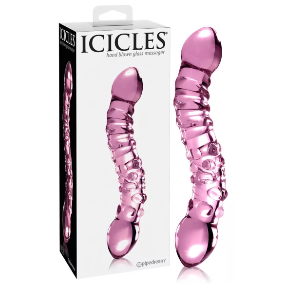 Icicles No. 55 - kahepoolne G-punkti klaasdildo - roosa