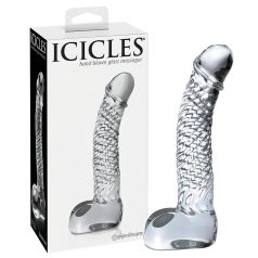   Icicles No. 61 - klaasist dildo munandite ja peenisega - läbipaistev