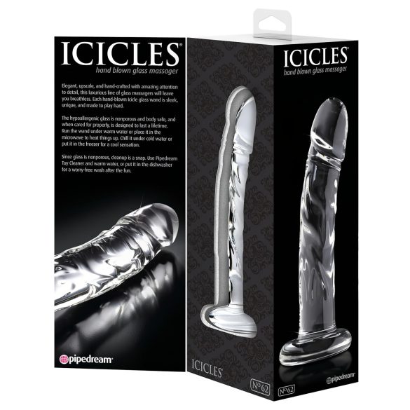 Icicles No. 62 - klaasist dildotega peenis (läbipaistev)