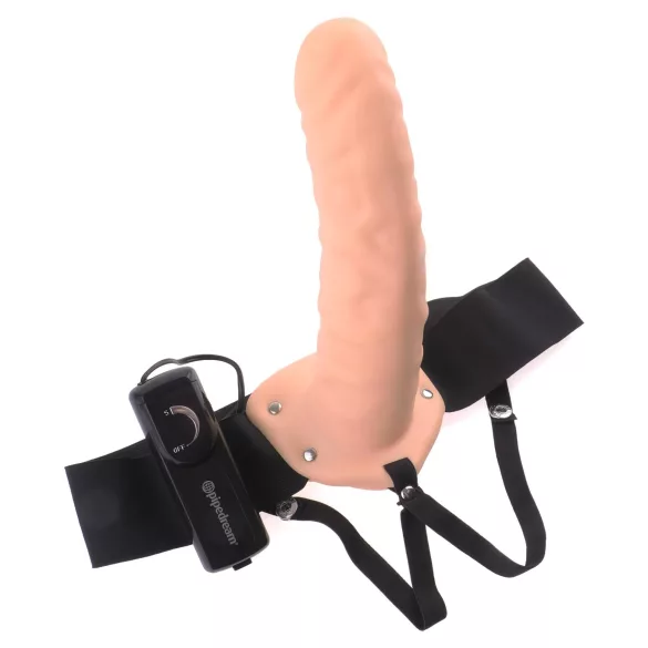 Pipedream - Fetish Strap-On 8 - kinnitatav õõnes vibraator (naturaalne)