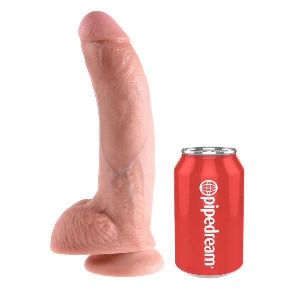 King Cock 9 - suur iminapaga munanditega dildo (23cm) - naturaalne