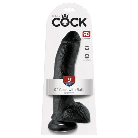 King Cock 9 - suur iminappadega dildo (23cm) - must