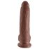 King Cock 9 - realistlik dildoga munanditega ja iminapaga 23cm - pruun