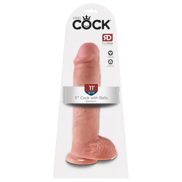 King Cock 11 - iminapaga, munanditega dildo (28cm) - naturaalne