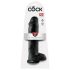 King Cock 11 - must kleepuv jalaga munanditega dildo (28cm)