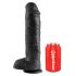 King Cock 11 - must kleepuv jalaga munanditega dildo (28cm)