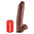 King Cock 11 - suur iminappadega munanditega dildokas (28cm) - pruun