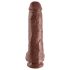King Cock 11 - suur iminappadega munanditega dildokas (28cm) - pruun